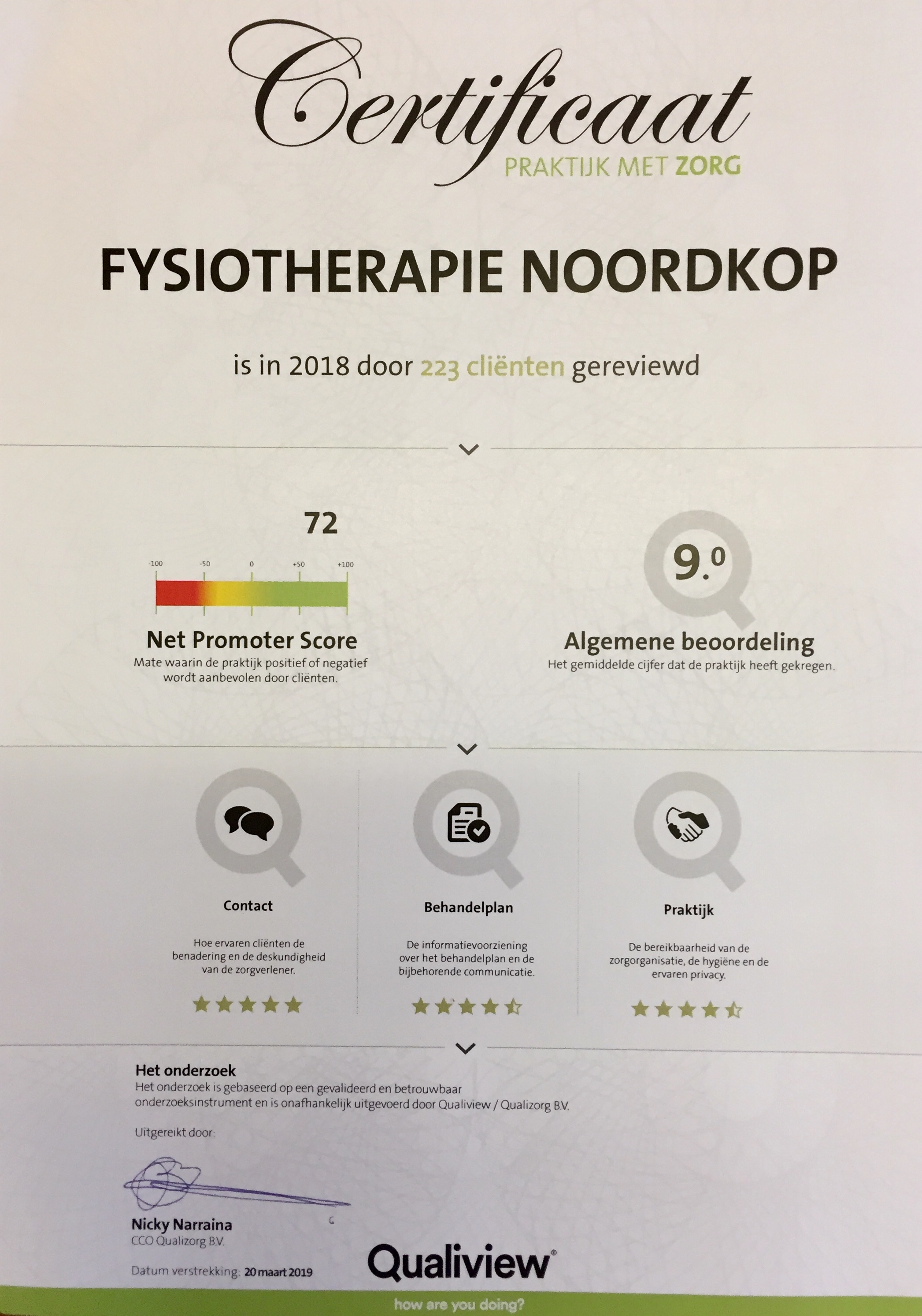 Certificaat voor praktijk met zorg